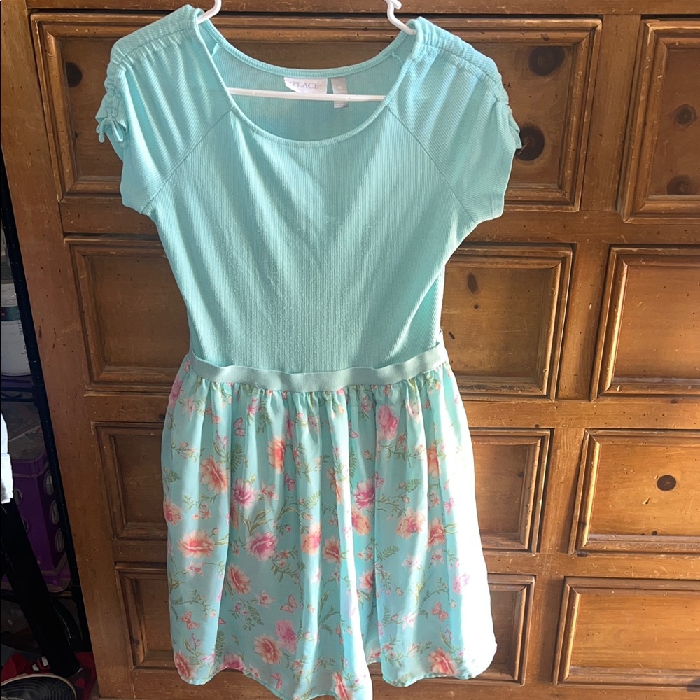 The Children's Place Teal and Pink Floral Dress (worn a couple times)
